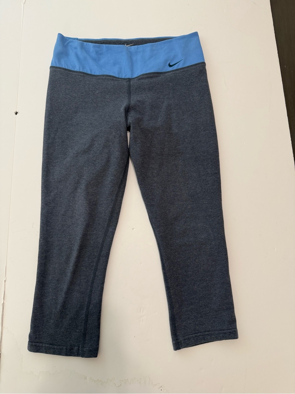 Nike Charcoal Capri Leggings with Light Blue Waistband